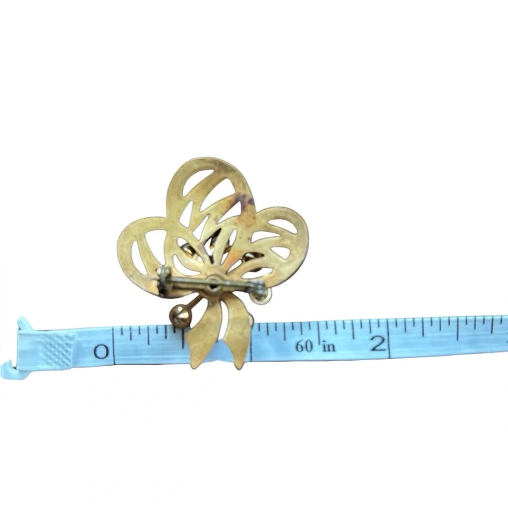 Vintage Gold and Blue Floral Brooch